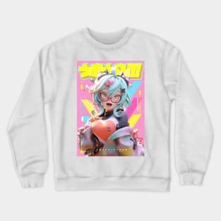 I love Candyfloss - Cr8zy in love Collection | Kawaii Anime Girl with glasses Pop Art 3D Design | PROUD OTAKU Crewneck Sweatshirt